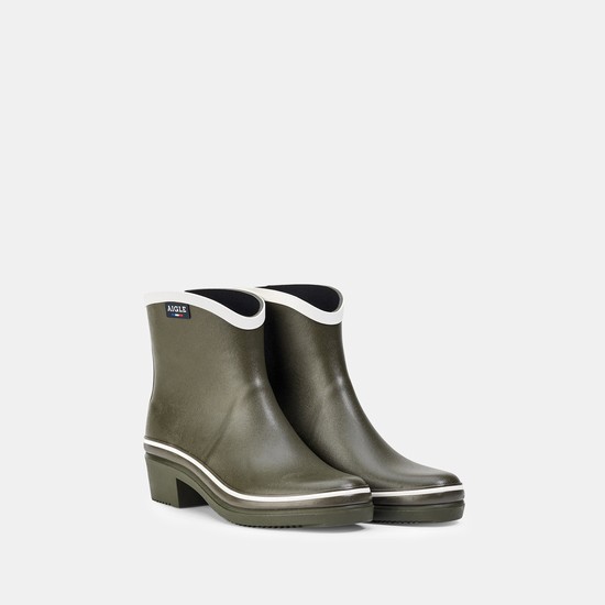 Aigle Rubber Ankle Rain Boots Women Olive ZA-42739